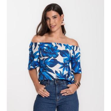Imagem de Blusa Feminina Ciganinha Infinita Cor Azul, G, Azul