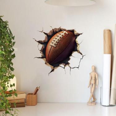Imagem de Adesivo de parede autoadesivo de futebol 3D para decoração de sala de 