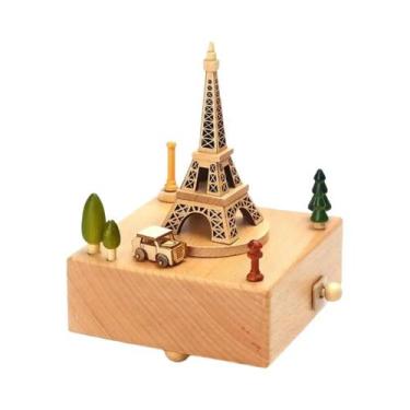 Imagem de Caixa De Música Retrô De Madeira Com Mecanismo De Corda, Decoração Vin