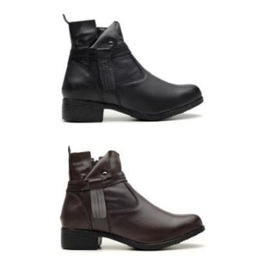 Imagem de Kit 2 Bota Feminina Cano Curto em Couro Legítimo-Feminino