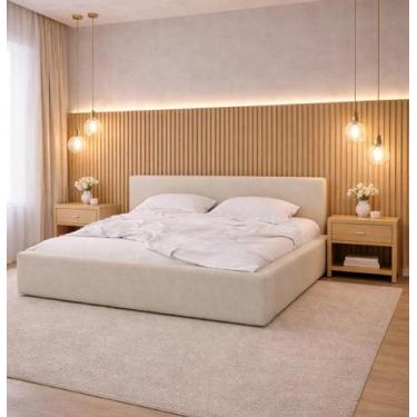 Imagem de Cama Casal King Siena 1.95m Estofada Minimalista Premium - Aprire Move