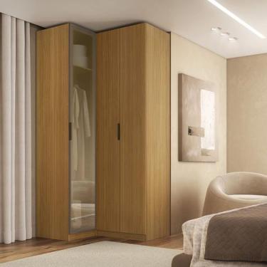 Imagem de Guarda Roupa de Canto 3 Portas 1 Reflecta Altezza Clean Belmax Cor:Bra
