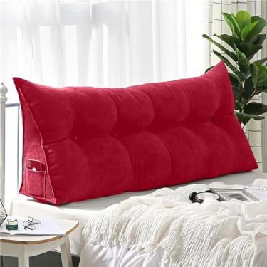 Imagem de Almofada De Leitura Para Cama E Sofá - Almofada De Sofá Triangular Com Cabeceira De Encosto, Almofada De Livro, Red, 200 * 50 * 20cm