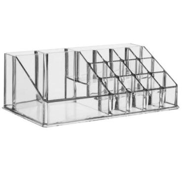 Imagem de Organizador acrílico para maquiagem com divisórias e porta pinceis - Y