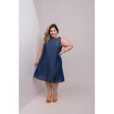 Imagem de Vestido Jeans Evase Tencel Leve Confortável Moda Feminina - Wesley Con