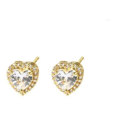 Imagem de Brinco Zirconia Coração Infantil Daminha Folheado Pequeno - De Castro 