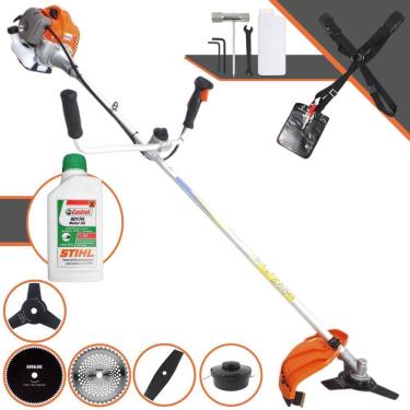 Imagem de Roçadeira À Gasolina Vulcan VR430-P Multifunções 10.000rpm 43cc 1,7HP Completa Com 5 Opções de Cortes, Carretel Nylon e Kit 4 Facas + ÓLEO STIHL 8017