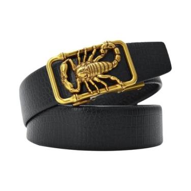 Imagem de Cinto De Designer Em Couro Com Fivela 3D Scorpion Para Homens Tamanho 