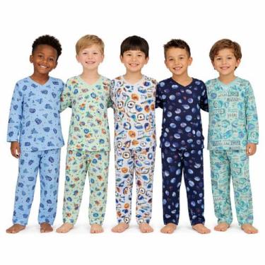 Imagem de Pijama Manga Longa Menino 100% Algodão Flanelado Estampado - Mundo dos