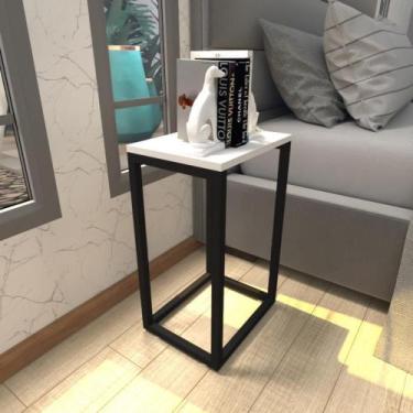 Imagem de Mesa De Cabeceira Industrial Branca Off White Canto Quarto Cabeceira M
