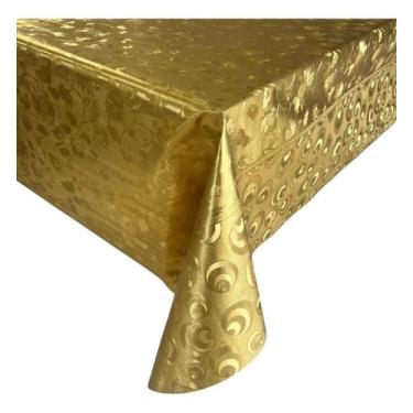 Imagem de Toalha De Mesa Metalizada Cozinha Dourado Jantar Restaurante Decoração