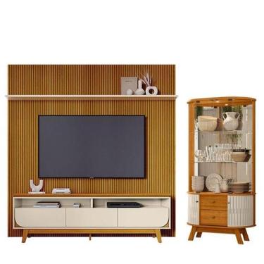 Imagem de Estante Home Theater Com Bancada Suspensa Luna com Cristaleira Moss Ci