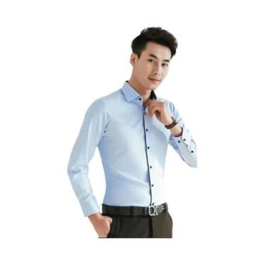 Imagem de Camisa De Algodão Slim Fit Masculina De Manga Curta Moda Casual Primav