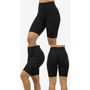 Imagem de Kit 2 Bermuda Bolha Academia Fitness Cós alto Para Mulheres Cor:Preto/