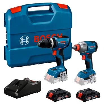 Imagem de Kit Parafusadeira e Furadeira 2 Bat 2Ah 18V Bivolt Com Maleta GSB18V65 + GDX18V285 Bosch