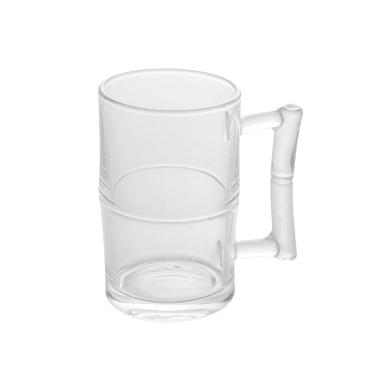 Imagem de Caneca de Vidro P/Chopp e Cerveja C/Alça Formato de Bambu 430ml Lyor