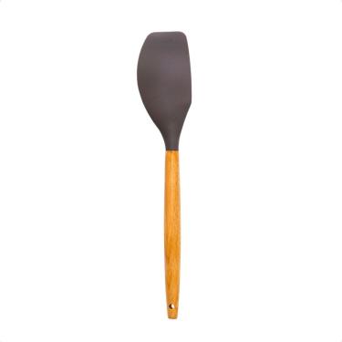Imagem de Espátula Kit 6 de Silicone com Cabo de Madeira Multiuso em Bambu Antibacteriana Amadeir...