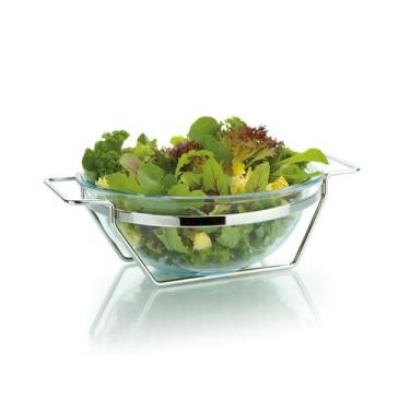 Imagem de Saladeira Redonda de Vidro 3L Suporte de Aço Andrea Forma