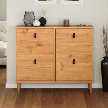 Imagem de IDIMEX Sapateira Horizontal Madeira Multiuso 4 Portas Mikka Madeirado