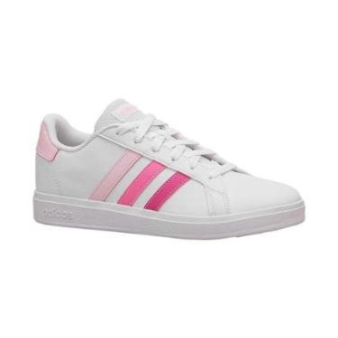 Imagem de Tênis Casual Branco e Pink Kids Grand Court | Adidas-Feminino