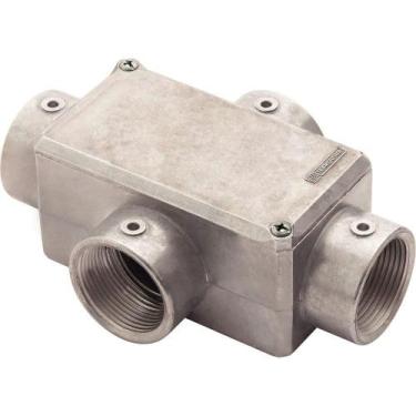 Imagem de Condulete Fixo 1.1-2 Tipo X com Tampa e Rosca BSP sem Pintura Prata Tr