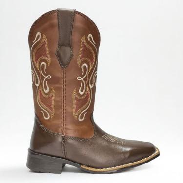 Imagem de Bota Texana Feminina Country Couro Marrom Bordada Kapell tamanho:36cor
