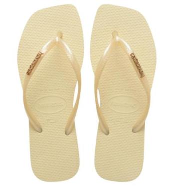Imagem de Chinelo Havaianas Slim Square Logo Metalic Tamanho:41/42Cor:Buttercrea