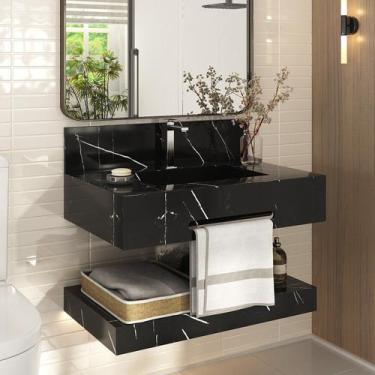 Imagem de Bancada de Porcelanato para Banheiro com Toalheiro e Cuba Esculpida 70