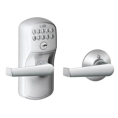 Imagem de Teclado Schlage FE575 PLY 626 ELA Plymouth com trava automática e alavancas Elan, cromado escovado