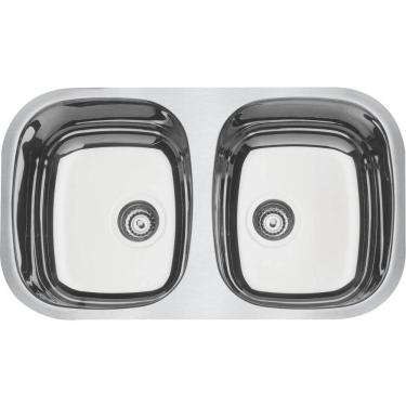 Imagem de Cuba Dupla Tramontina Isis 34L Inox Brilho Válvula Embutir