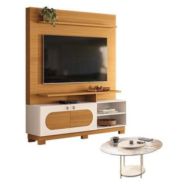 Imagem de Estante Home Theater Axis Cinamomo Off White com Mesa de Centro Sky co