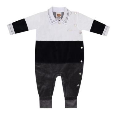 Imagem de Macacão Bebê Polo Bordado Plush Abertura Lateral Vira Pé - Aconchego ,