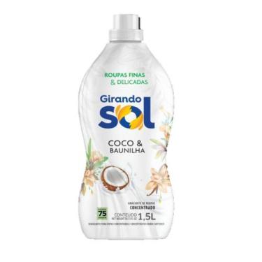 Imagem de Amaciante de Roupas Girando Sol Concentrado 1,5 Litro Fragrâncias:Coco