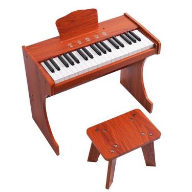 Imagem de Piano Digital Infantil de Madeira 37 Teclas com Painel Touch Rhythmic