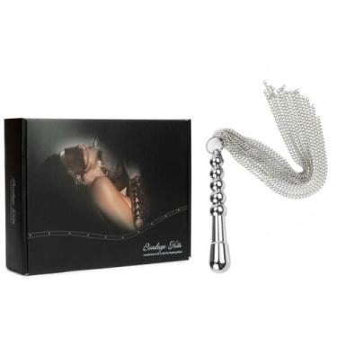 Imagem de Plug Anal Aço 17 cm Com Chicote e Corrente BONDAGE KITS - Importado