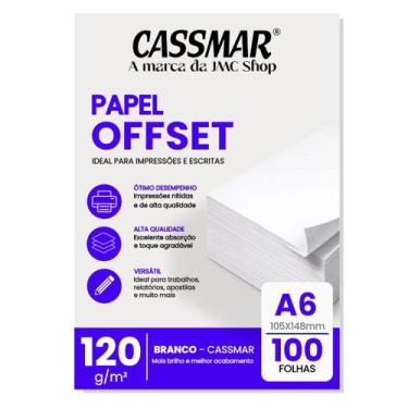Imagem de Papel Offset 120g A6 105X148mm Cor Branco 100fls - Cassmar