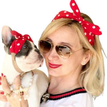 Imagem de Kit Faixa Cabelo Pet e Mãe de Pet Estampa Fashion Laço Luxo - - anjo d
