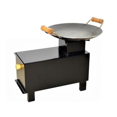 Imagem de Fogão Portátil a Lenha Campeiro 1 Boca com Picanheira Ouro Minas F080COM em Aço Carbono 40x35x18cm