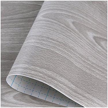 Imagem de WSWJDW Papel de parede autoadesivo de grãos de madeira 3D impermeável PVC para cozinha Armário Móveis Renovação Adesivo de parede para portas, grãos de madeira cinza, 10mx45cm