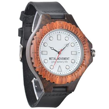 Imagem de Relógio de pulso masculino de quartzo, elegante e feito à mão, pulseira de madeira luminosa para presente masculino, marrom 1