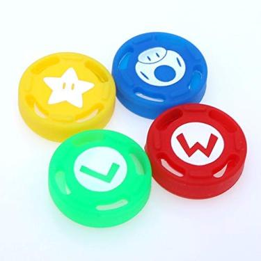 Imagem de 4 peças coloridas de polegar aderente Joystick boné capa para polegar para Nintendo Switch NX NS Joy-Con
