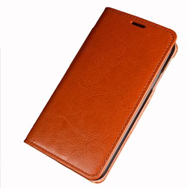 Imagem de LAHappyL Capa carteira de couro legítimo para iPhone 13 Pro Max/13 Pro/13/13 Mini, suporte para cartão de crédito, capa protetora com flip fólio, laranja, 13 Pro Max de 6,7 polegadas