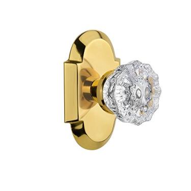 Imagem de Nostalgic Warehouse Placa de campo com puxador de porta de vidro de cristal, passagem - 7 cm, latão polido