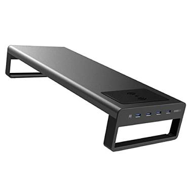 Imagem de Gmjay Suporte para monitor de laptop com base de carregamento sem fio para desktop,