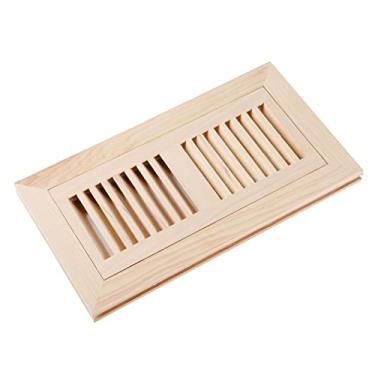 Imagem de Capa para ventilação Homewell para registro de piso de madeira, montagem embutida com moldura, 10,16 x 25,4 cm, inacabada, 4" x 10" no damper, Hickory