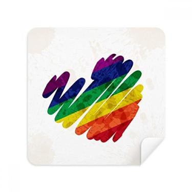 Imagem de Pintura Coração LGBT Rainbow Glasses Pano Limpador de Tela Tecido Camurça Pacote com 2