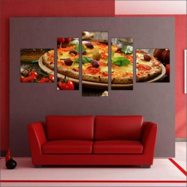 Imagem de Quadro Decorativo Gourmet Pizzaria Pizza Mosaico 5 Peças 03 - Vital Qu