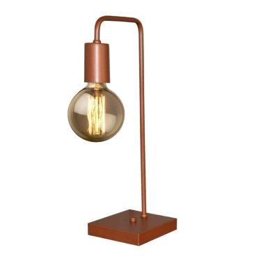 Imagem de Luminaria Abajur Formato De L Para Quarto Sala - Cor Cobre