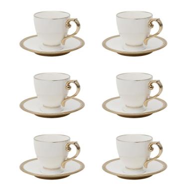 Imagem de Jogo de Xícaras para Chá com Pires em Porcelana Paddy 06 Pessoas - Branca 200ML - Wolff