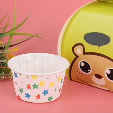 Imagem de Copos para assar cupcake, 50 peças, mini copos de bolo impressos, capas para muffin cozinha caseira, panificação, conjunto de copos para bolo DIY (estrela)